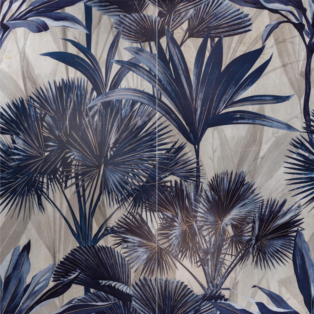 modra tapeta palma efekt dlazdice set sprcha mediteransky rastlina botanika prirodny.jpg